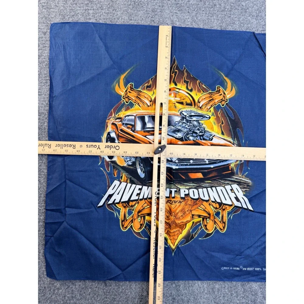 Hav-A-Hank Pavement Pounder Bandana Navy Blue Cotton Hot Rod Racing Biker Scarf